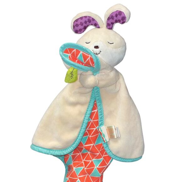 My B Toys Lovey Plush Bunny Rabbit Security Blanket Crinkle Leaf Baby Nursery - Picture 11 of 13
